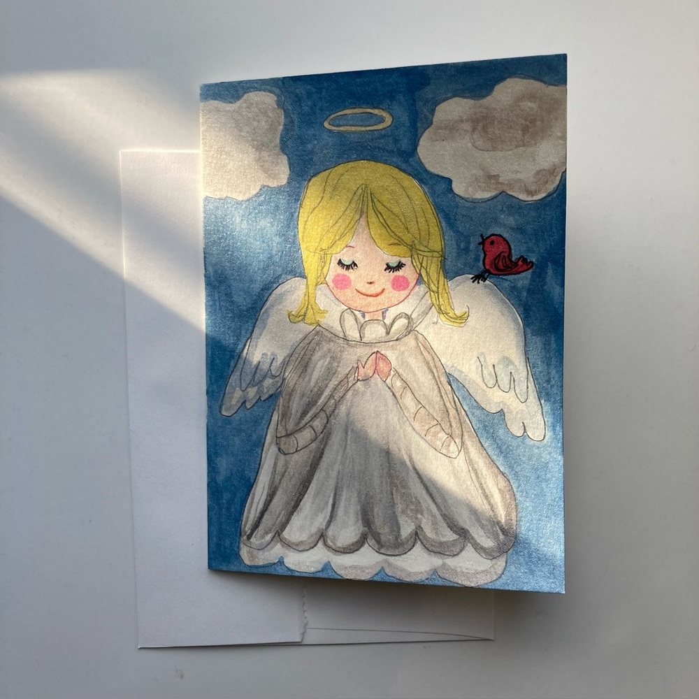 Handmade  Iridescent Angel Greeting Card